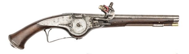 A German 24 bore wheellock holster pistol, c 1640, 19” overall, plain octagonal barrel 12”; large