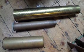 8 various brass shell cases: 4.5” marked “RLII” and dated 1905; 3.7” dated 1939; 6pr dated 1943;