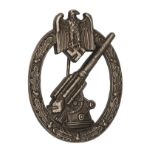 A good Third Reich Army flak badge, by C E Juncker, Berlin SW, of heavy plated tombak, GC, with