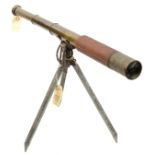 A 3 draw 25x brass telescope, by Broadhurst Clarkson Co Ltd, 63 Farringdon Rd, London, with