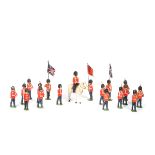 Timpo Parade of Guards. 18 figures, mounted Officer on white horse, 2 standing Officers, 3