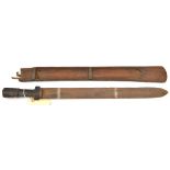 A Bhotan shortsword, flat SE blade 15½”, slightly flattened octagonal section darkwood grip, with