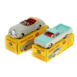 2 Dinky Toys. A Bentley Coupe (194). An example in light grey with maroon interior, with tan hood,