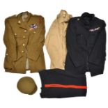 An ERII khaki jacket and cap to an RAOC major, with anodised buttons and silvered and gilt cap and