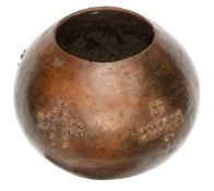 A Zulu earthenware beer pot, from the North Nguni District, height 9”, diameter 10”, with four