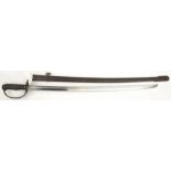 A WWII Japanese army NCOs sword, slightly curved blade 30”, with back fuller for whole length,