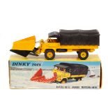 French Dinky Toys Chasse-Neige Unimog Mercedes-Benz (567). In yellow with dark brown plastic cab