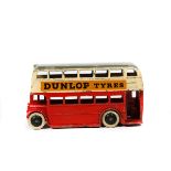 Dinky Toys AEC Double Deck Bus (29c). A harder to find pre-war example in red, cream and dark grey