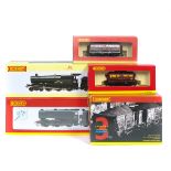 2 Hornby Railways locomotives plus freight wagons. A BR Grange Class 4-6-0 tender locomotive,