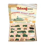 A scarce Tri-ang Minic Push and Go Armoured Assault Group Presentation Set. Comprising 17 plastic