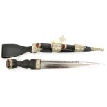 A modern Highland piper’s dirk, SE blade 10½”, traditional scalloped back edge and narrow fuller,