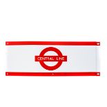 A London Underground enamelled frieze panel; CENTRAL LINE. Red on white enamel. Dimensions; 610mm