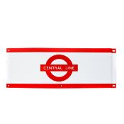 A London Underground enamelled frieze panel; CENTRAL LINE. Red on white enamel. Dimensions; 610mm