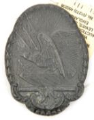 A cast copper belt plate of the American Federal Forces, bearing eagle on shield and trophy,