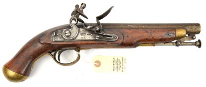 A William IV .65” Light Dragoon flintlock holster pistol, 15½” overall, barrel 9” with Enfield