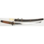 A Japanese wakizashi, blade 18””signed Tadamitsu c 1680, mounted in tachi style, QGC (top and bottom