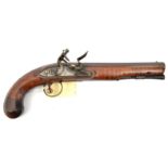 A 16 bore flintlock holster pistol by Wogdon, c 1785, 13½” overall, octagonal barrel 8½” signed “