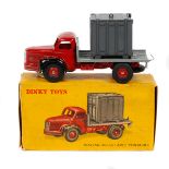 French Dinky Toys Plateau Berliet Avec Container (34B). Red cab and chassis, black mud-guards, red