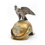 A Prussian Garde du Corps other ranks parade helmet, the skull having white metal rim and domed