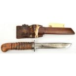 A scarce WWII German military knife, converted from a Dutch trench knife, DE blade 6”, with