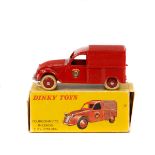 French Dinky Toys Fourgonnette Incendie 2CV Citroen (25D). In red with fire service crests to