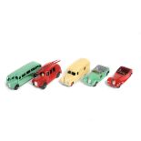 5 Dinky Toys. Daimler Ambulance (253) in cream with red wheels. Plus a Streamlined Fire Engine (