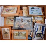 10 WWI embroidered postcards, RA, RFA (6), RGA (2), R Sussex, in simple wooden frames, 3 unframed,
