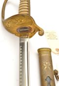 A WWII Japanese naval officers sword, Kaiginto, slightly curved, plated blade 26”, with back