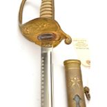 A WWII Japanese naval officers sword, Kaiginto, slightly curved, plated blade 26”, with back