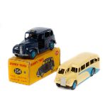 2 Dinky Toys. An Austin FX3 TAXI (40H/254) in dark blue with mid blue wheels, boxed, some wear/