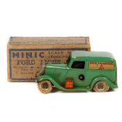 Tri-ang Minic Ford Light Van (2M). A pre-war example in green with white tyres and Minic Transport