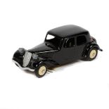 French Dinky Toys Citroen 11BL (24N). In black with cream ridged wheels and black tyres. Mint. Plate