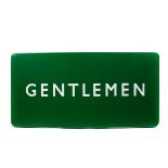 An enamelled BR Southern Region GENTLEMEN sign. White on green enamel. Dimensions; 915mm x 460mm.