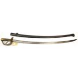 A good French M 1822 light cavalry trooper’s sword, curved, fullered blade 36”, marked “Mre d’