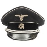 A good scarce Third Reich Allgemeine SS officer’s visor cap, with white metal eagle and death’s head
