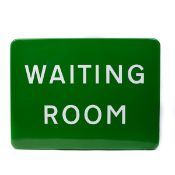 An enamelled BR Southern Region Waiting Room sign. White on green enamel. Dimensions; 610mm x 460mm.