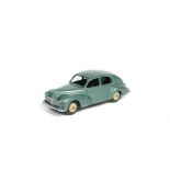 A French Dinky Peugeot 203 (24R). An example in light metallic green with creamy ridged wheels