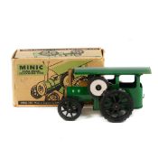 Tri-ang Minic Traction Engine (44M). A post-war example in green with plastic flywheel. Boxed, minor