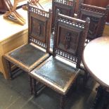 A SET OF 4 OAK FRENCH CHAIRS WITH CARVED PANELS