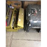 A STEP TOOL BOX AND METAL TOOL BOX AND TOOLS