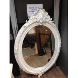 A LAURA ASHLEY ORNATE WHITE LARGE MIRROR H152CM W102CM