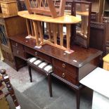 A STAG DRESSING TABLE AND STOOL H128CM W154CM D47CM