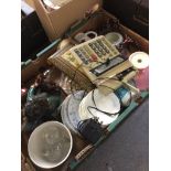 BOX OF POTTERY AND OTHER ITEMS