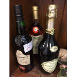 BOTTLE OF CHAMPAGNE, BOTTLE PORT AND BOTTLE OF WINE