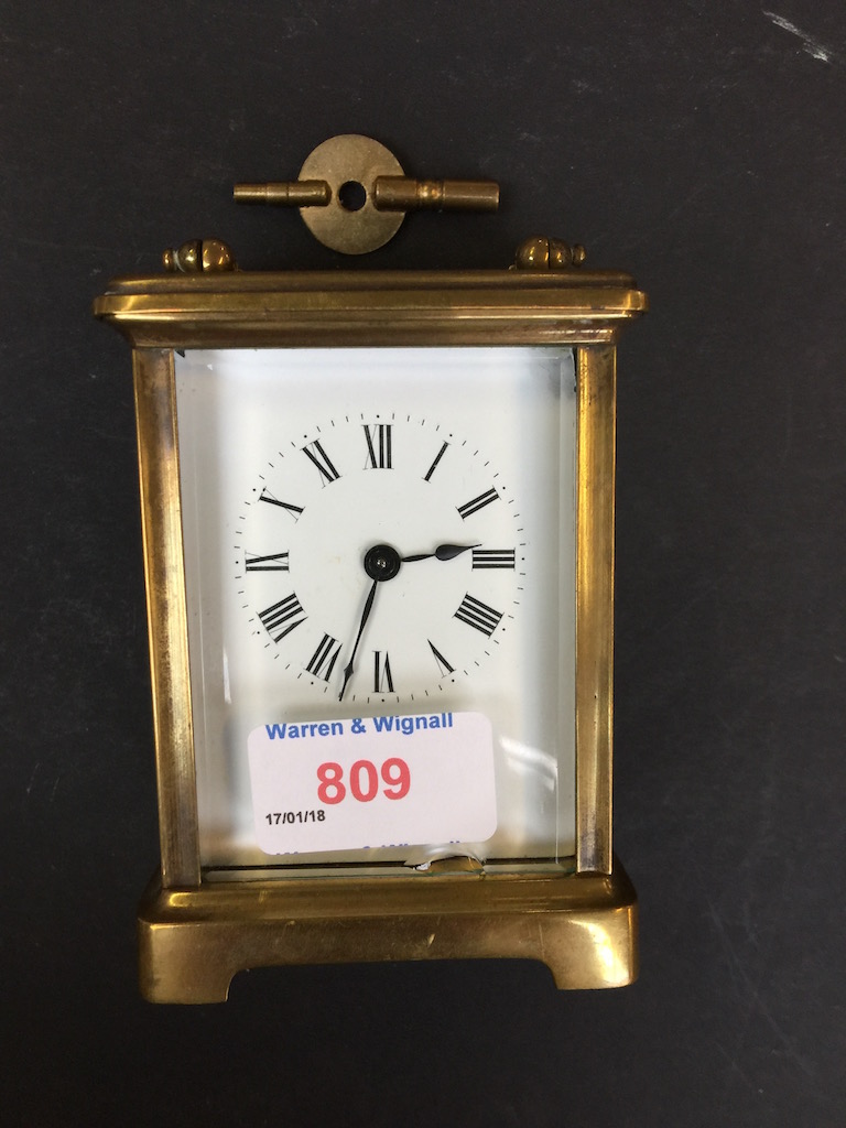 A FRENCH BRASS CARRIAGE CLOCK C