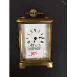 A FRENCH BRASS CARRIAGE CLOCK C