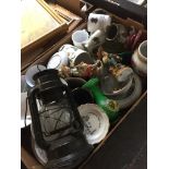 BOX OF POTTERY AND CHINA ETC.