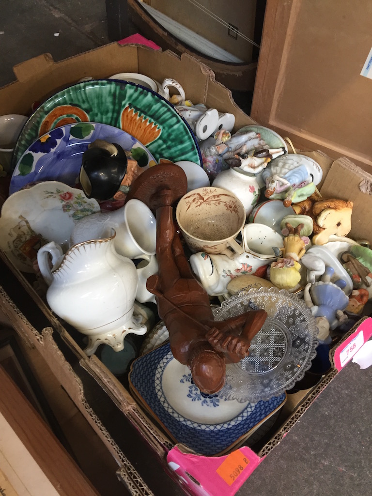 BOX OF CHINA AND OTHER ORNAMENTS