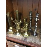 BRASS AND STAINLESS STEEL CANDLESTICKS