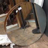 A BEVELLED EDGED MIRROR DIAM62CM